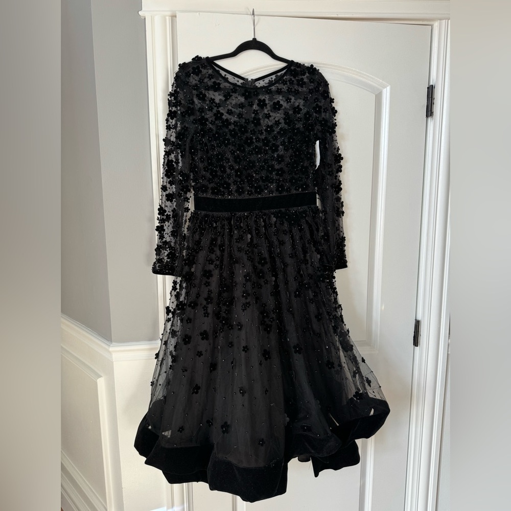 Mac Duggal black embellished Midi dress